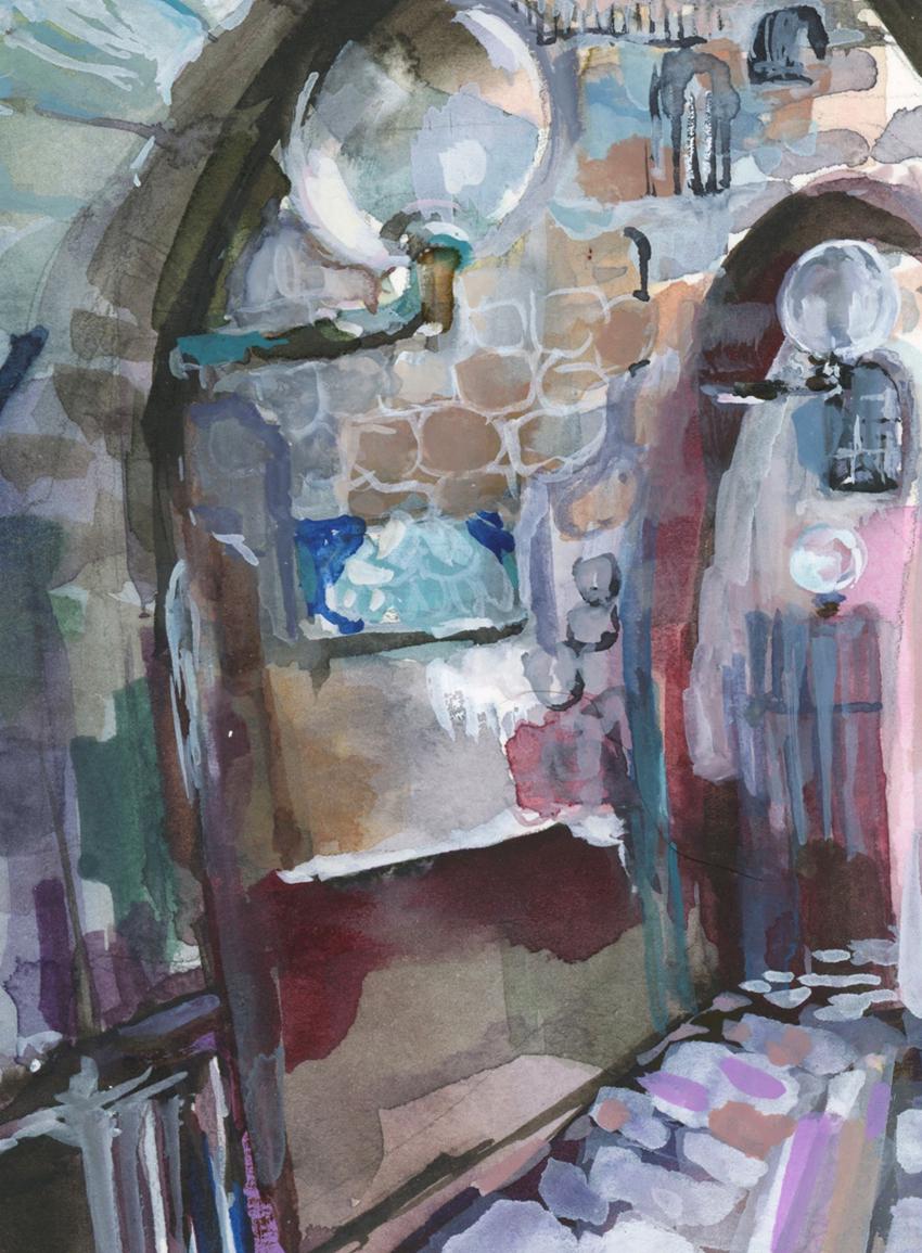Old Jaffa Watercolor Print: Jewish Art, Israel Cityscape