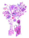 Shabbos Lights in Lavender, Watercolor Archival Print, Jewish Art Print, Shabbat Candles