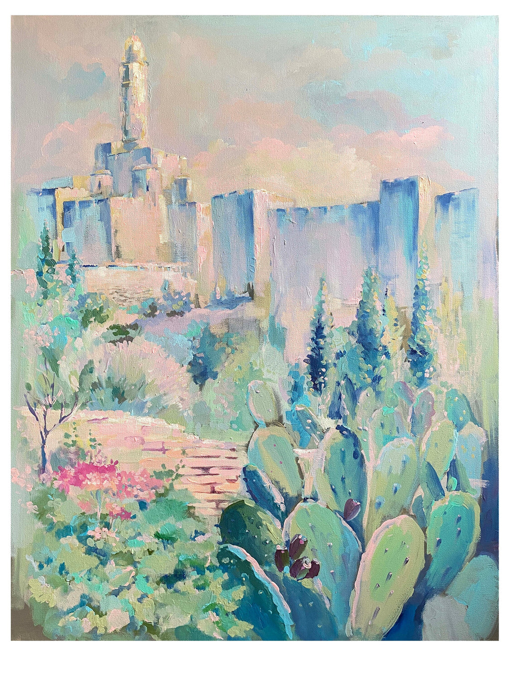 Jewish Art Print, City of David Painting, Giclee Jewish wall decor,  Jerusalem Dream III