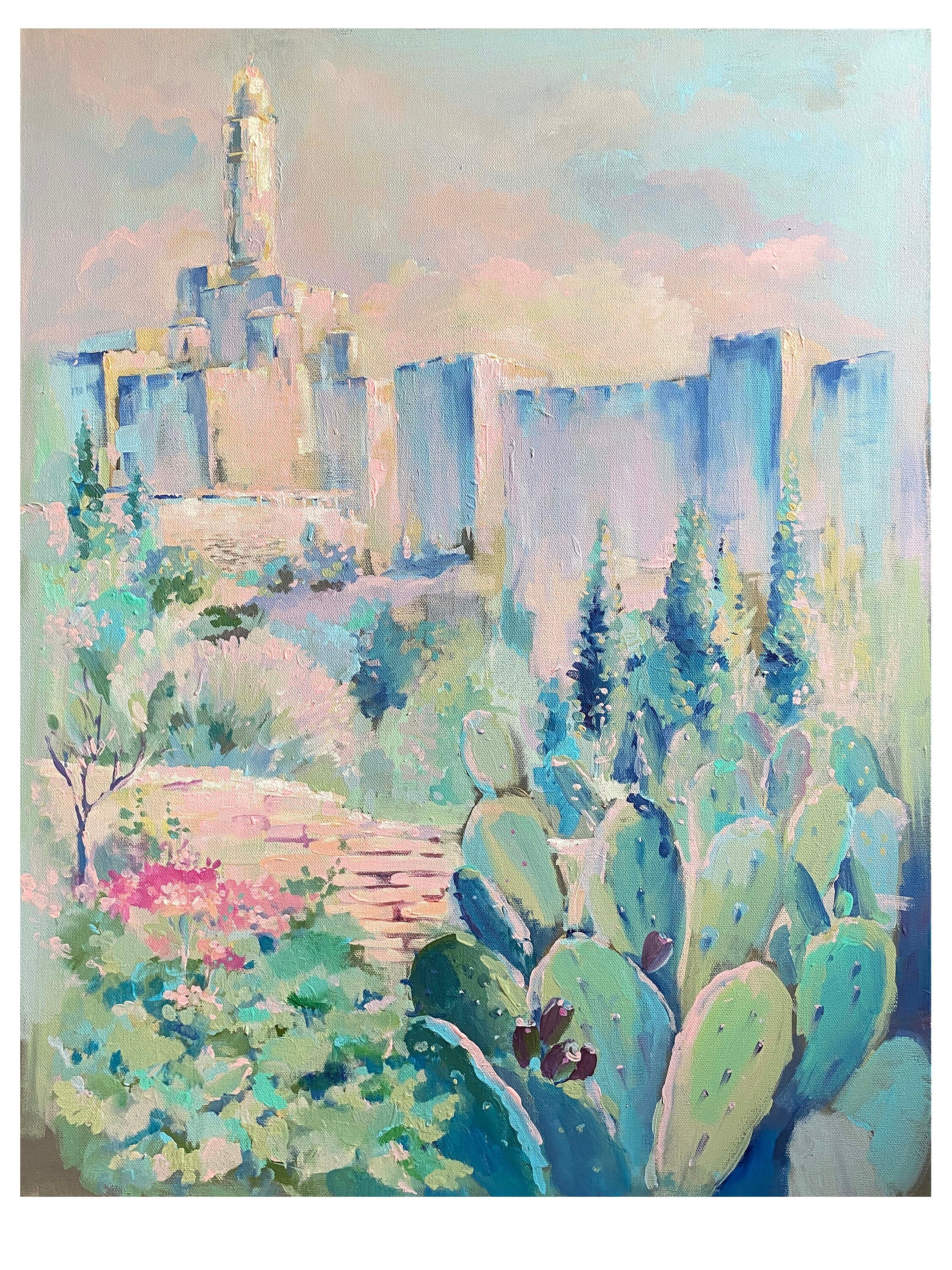 Jewish Art Print, City of David Painting, Giclee Jewish wall decor,  Jerusalem Dream III