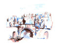 Old City Gates, Jerusalem, Jewish Art, Watercolor Inks Print
