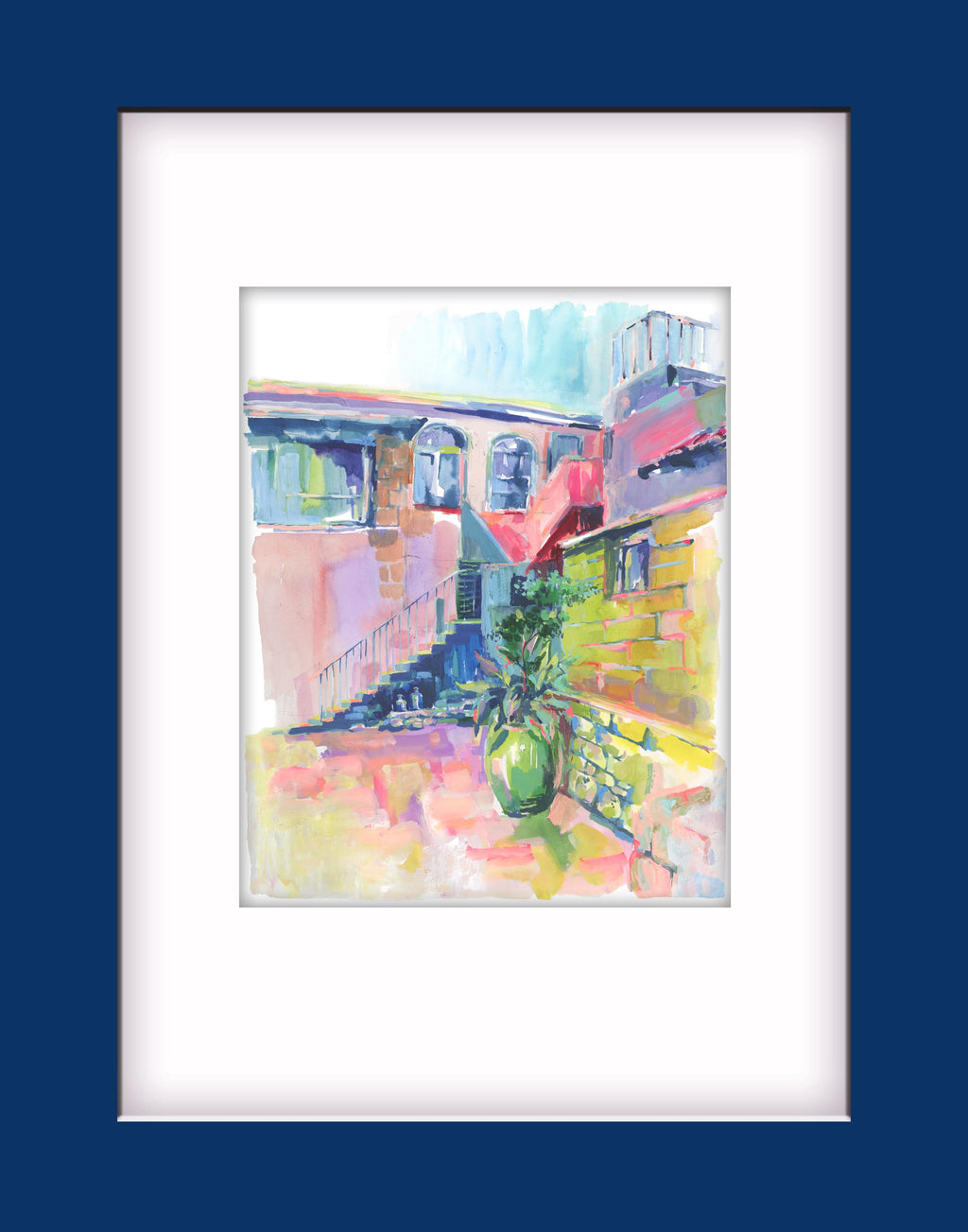 Tzefat Israel Watercolor Art Print: Jewish Mysticism, Old City Scene