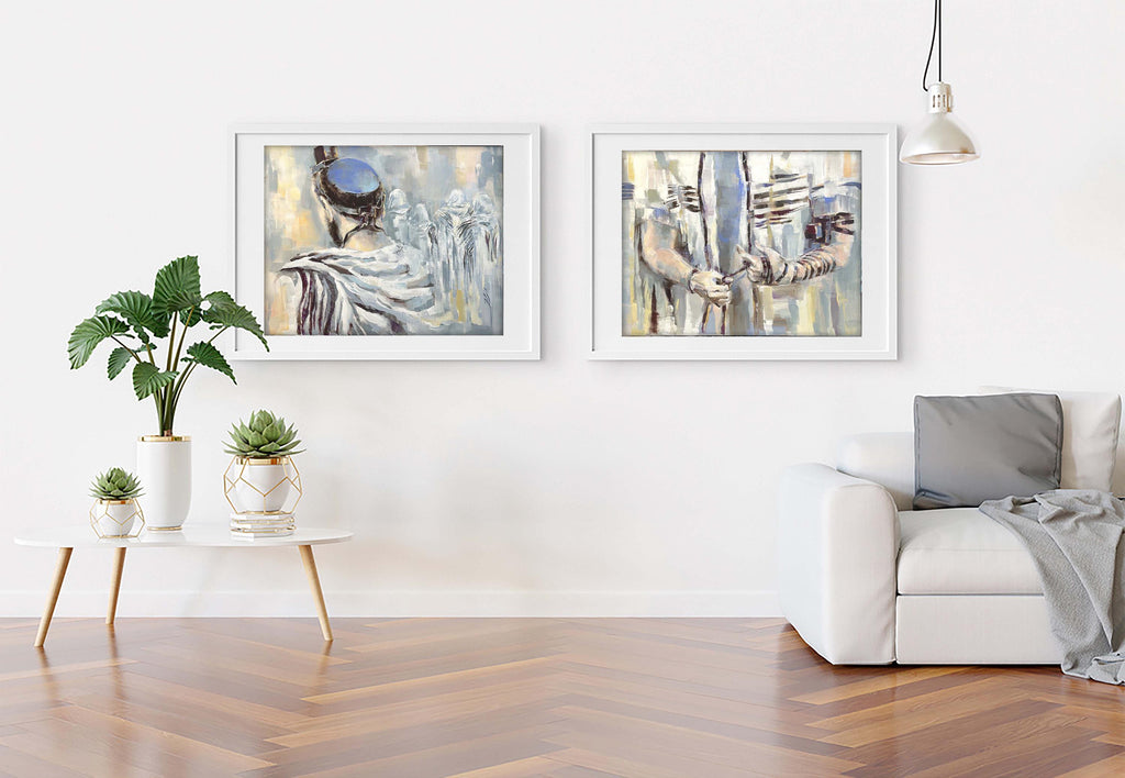 Judaica Art Print, Tefillin Prayer, Jewish Wall Decor