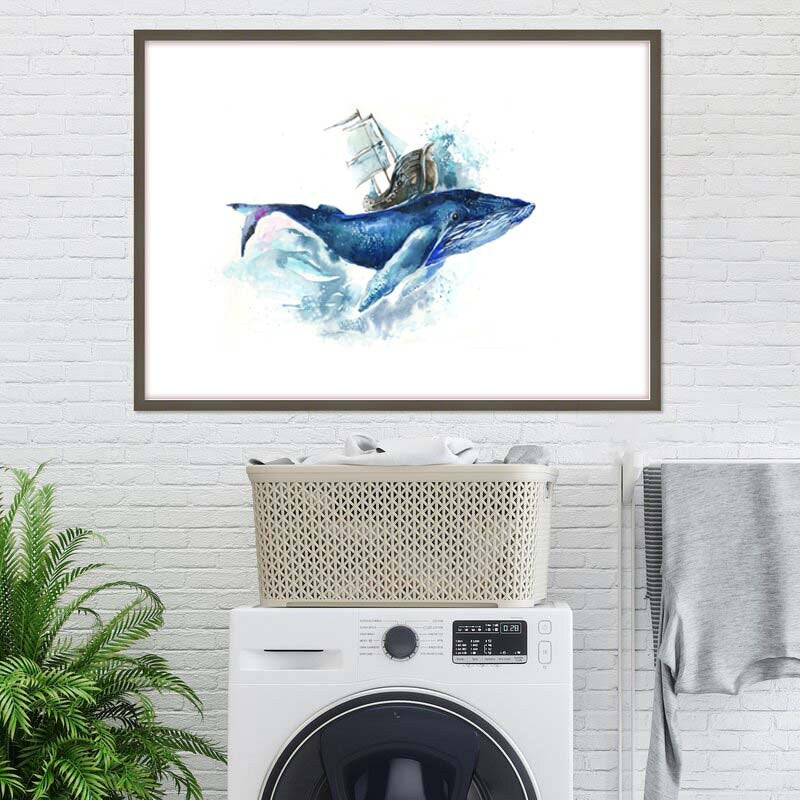Whale Watercolor Art Print: Nautical Nursery Decor