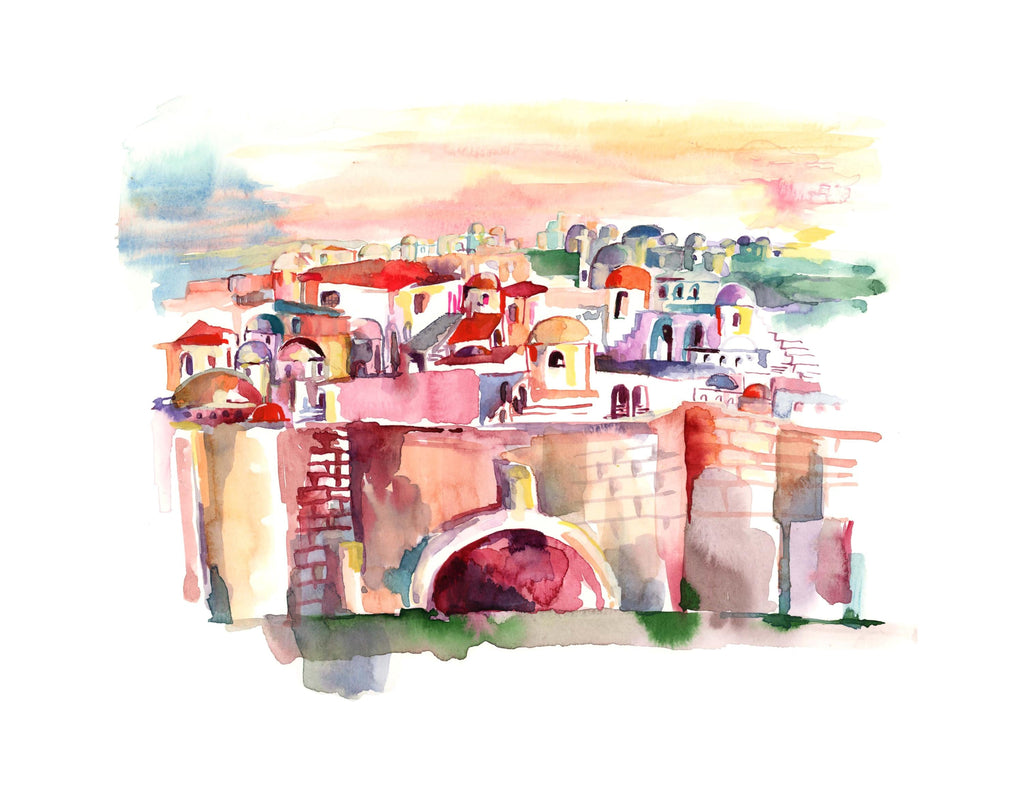 Jerusalem in Color Art Print: Jewish Wall Decor, unframed