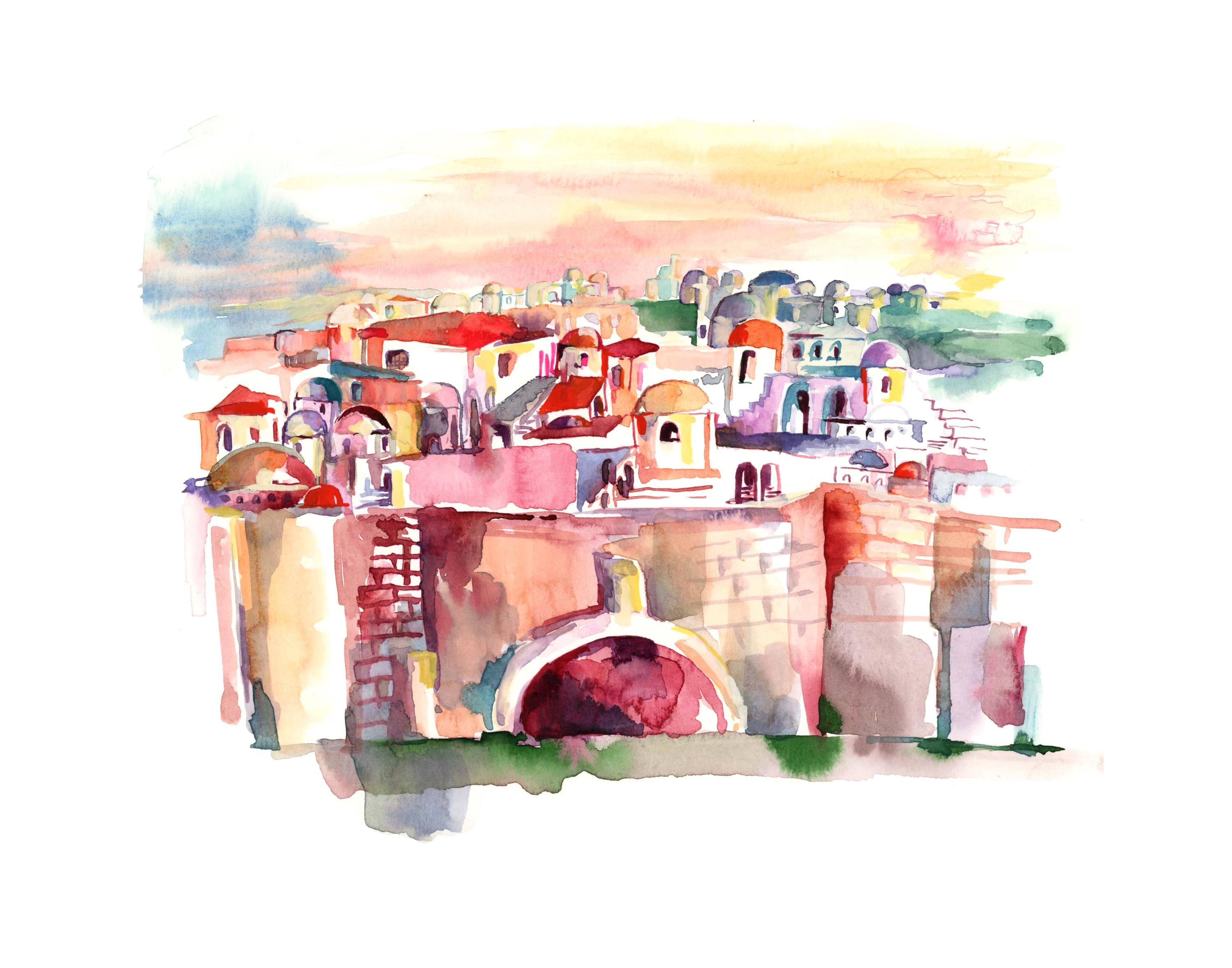Jerusalem in Color Art Print: Jewish Wall Decor, unframed