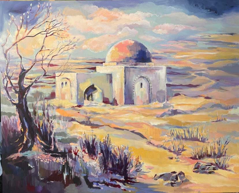 Kever Rochel Art Print: Contemporary Jewish Wall Decor, Vibrant Painting of the Land of Israel