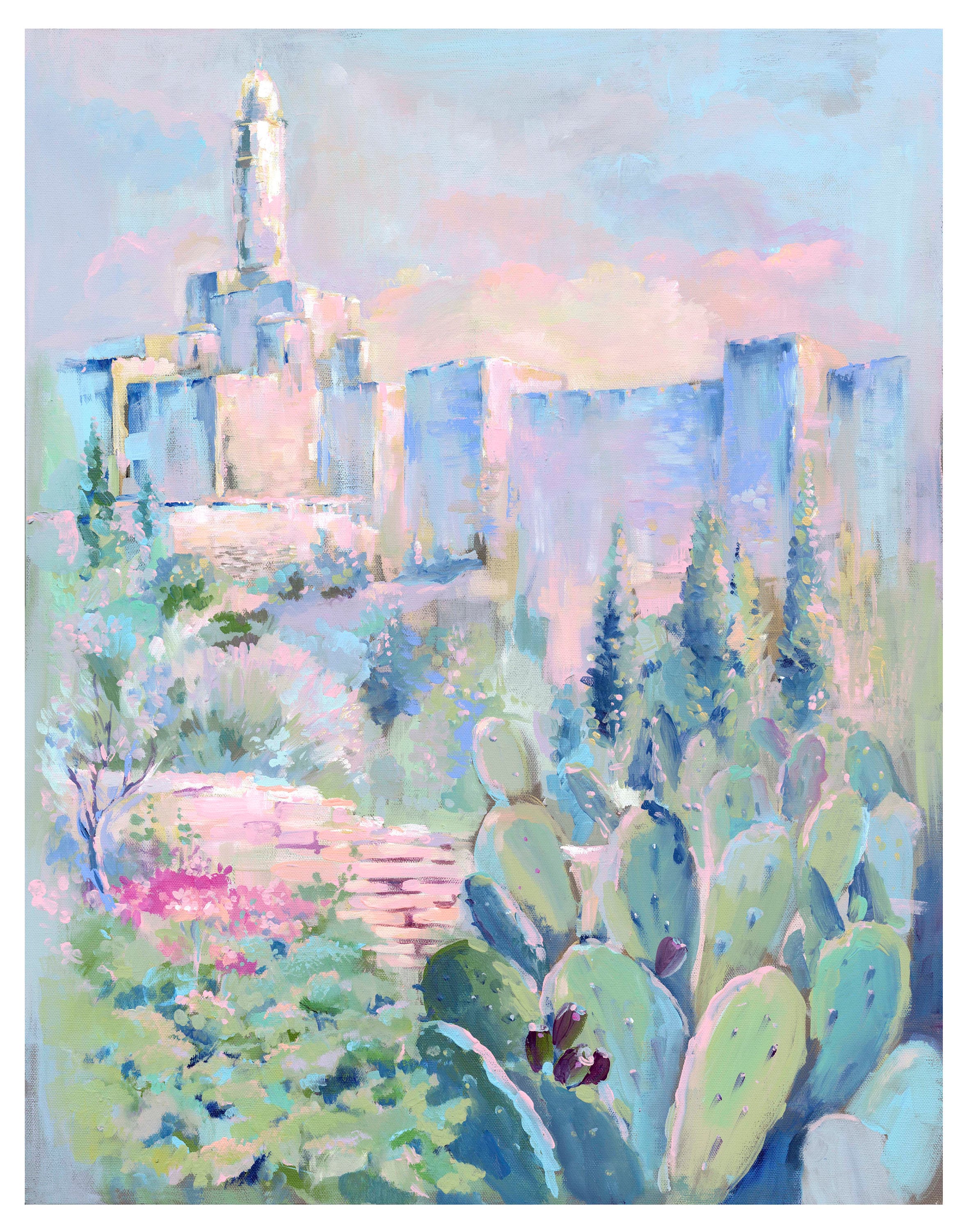 Jewish Art Print, City of David Painting, Giclee Jewish wall decor,  Jerusalem Dream III