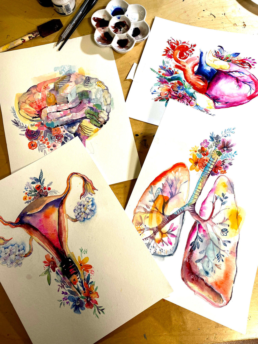 Watercolor Lungs Art Print: Anatomical Illustration