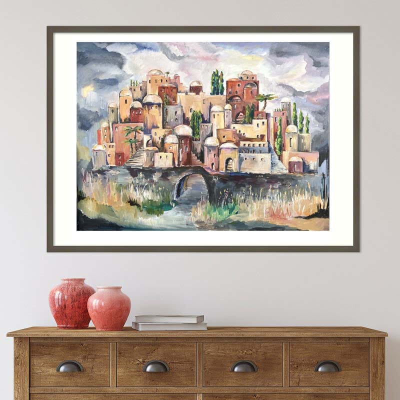Jerusalem Cityscape Art Print: Jewish Holy Land Painting