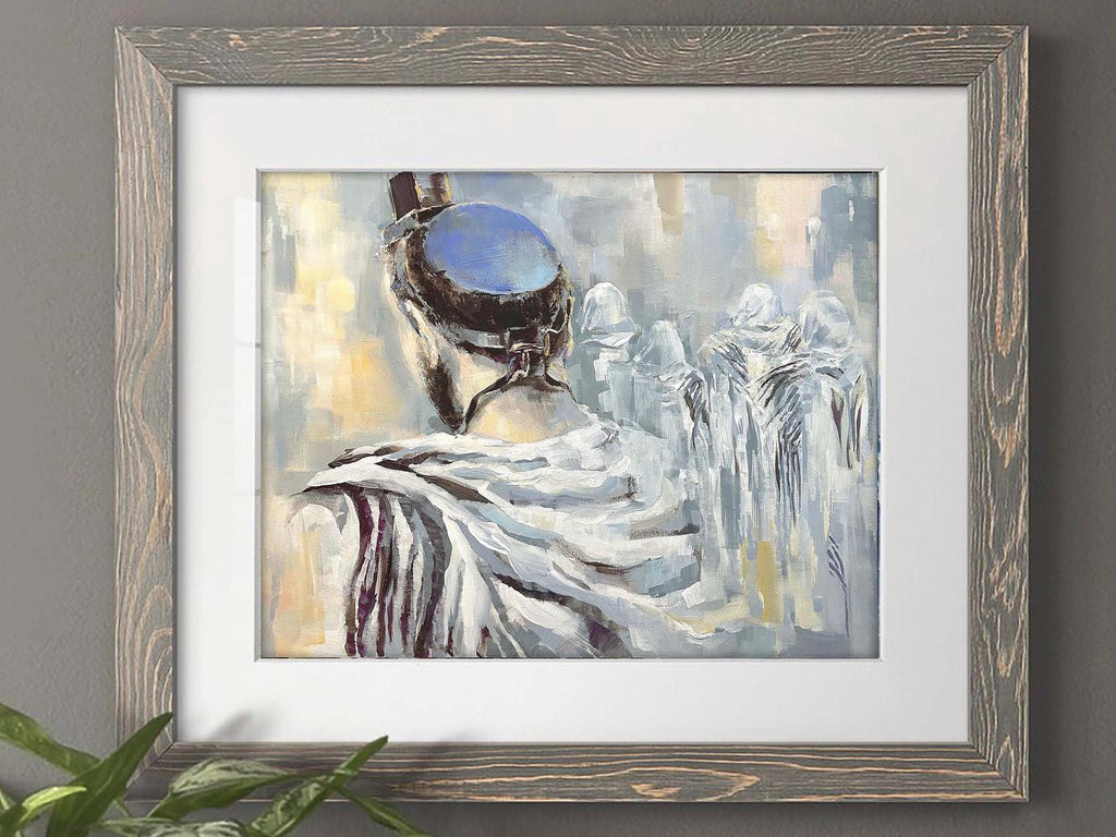 Judaica Art Print, Tefillin Prayer, Jewish Wall Decor