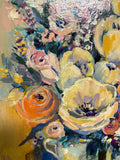 Yellow Tulips Painting: Original Floral Acrylic on Wood Panel