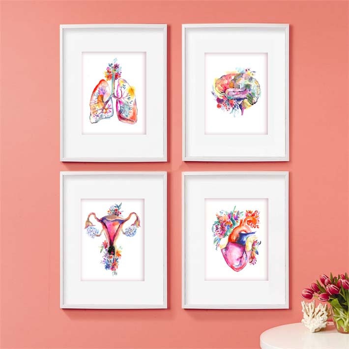 Watercolor Lungs Art Print: Anatomical Illustration