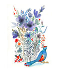 Blue Bird, Watercolor Illustration Art Print, Mother's Day Gift, Blue Room Decor