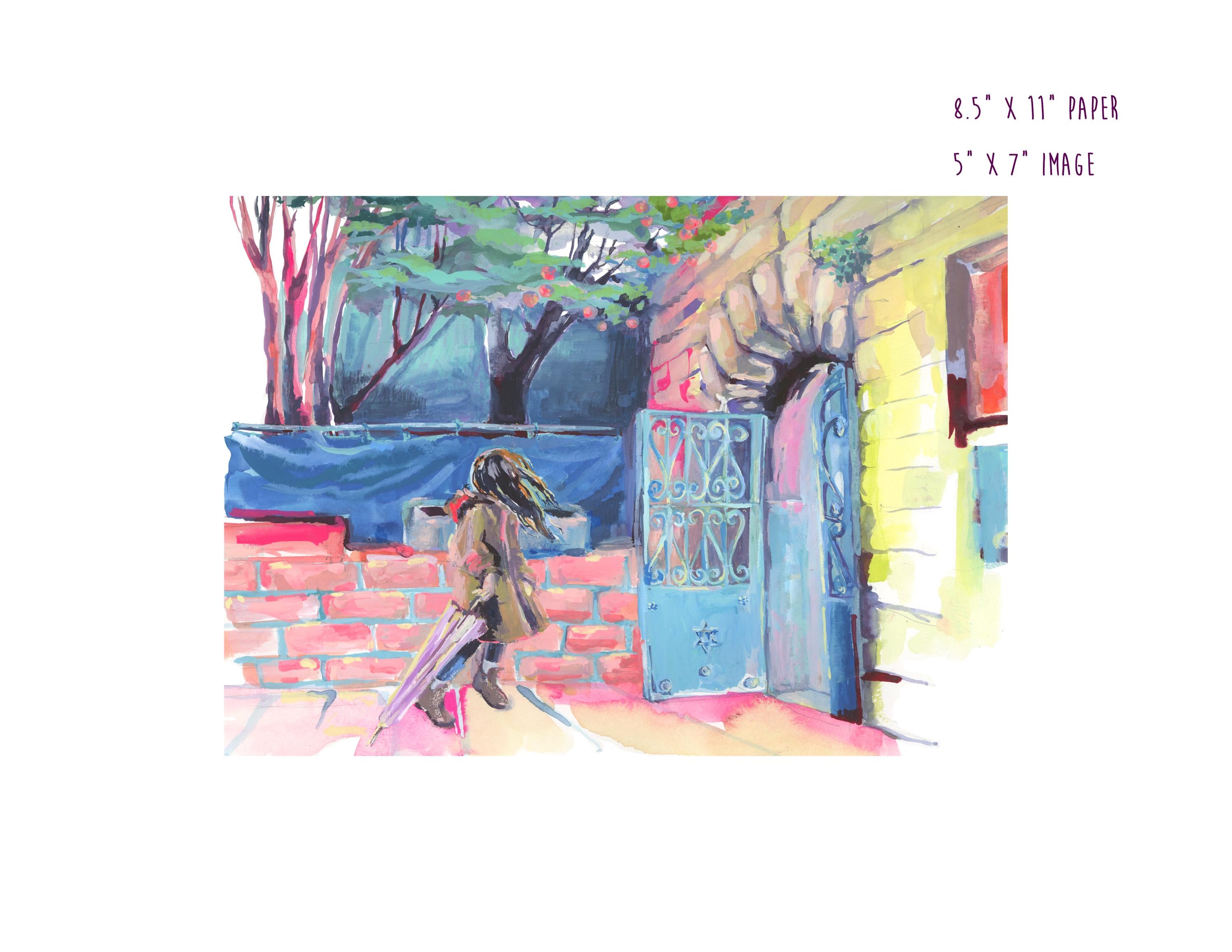 Tzefat Israel Wall Art, Jewish Art Print, Watercolor Painting