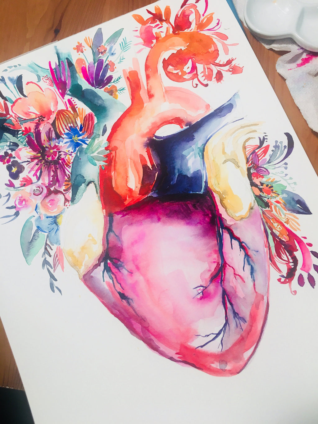 Anatomical Heart Art Print: Watercolor Illustration, Medical Decor