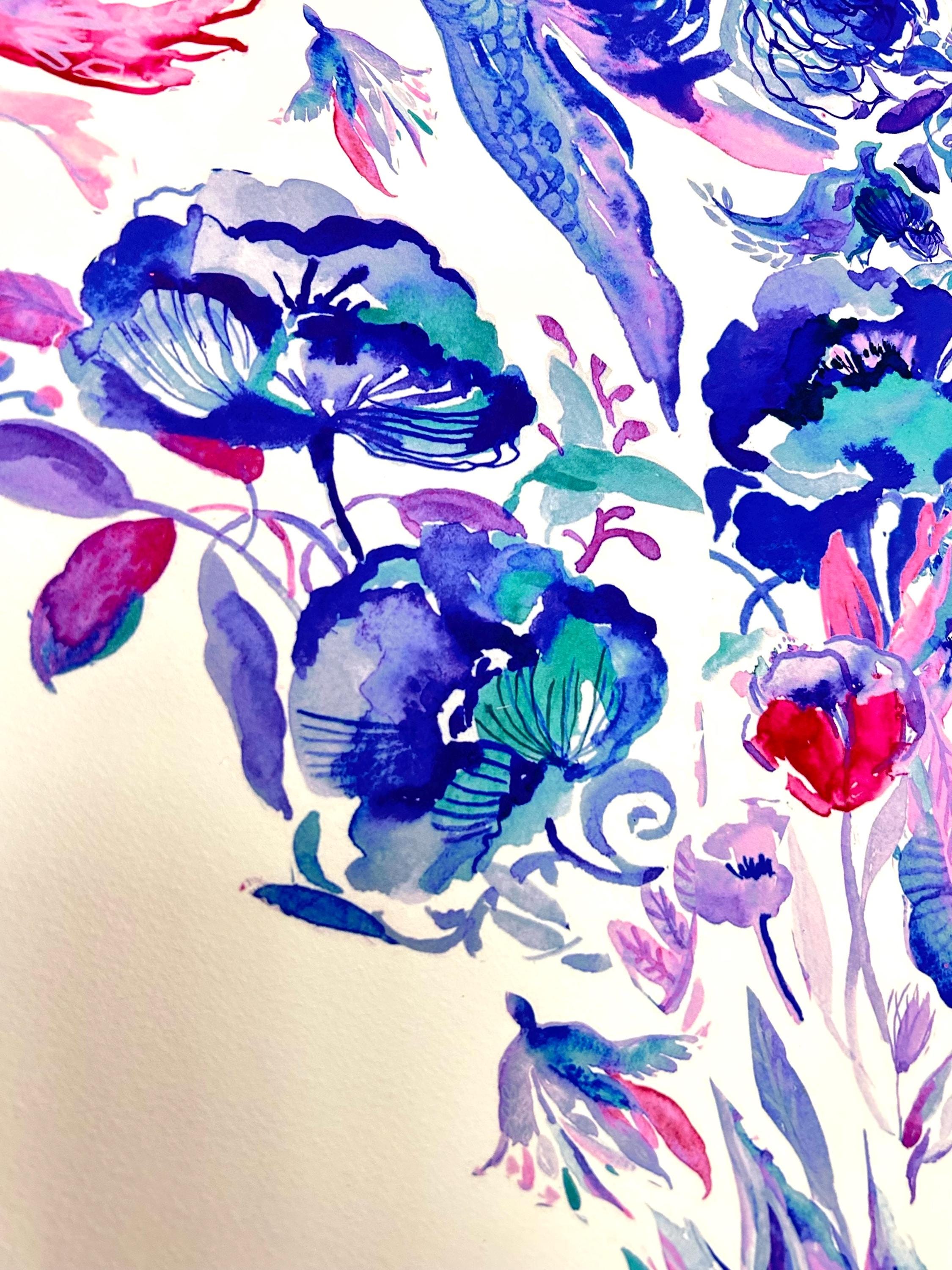 Shabbos Lights in BLUE, Watercolor Archival Print, Jewish Art Print, Shabbat Candles