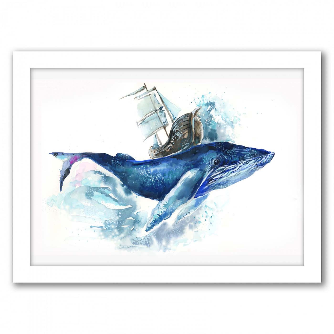 Whale Watercolor Art Print: Nautical Nursery Decor