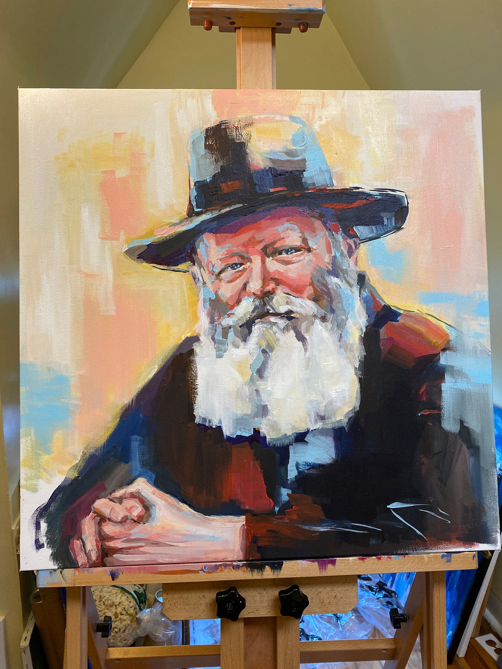The Rebbe...Colorful Portrait.... Print form an Original Acrylic Panting, Lubavitch Rebbe