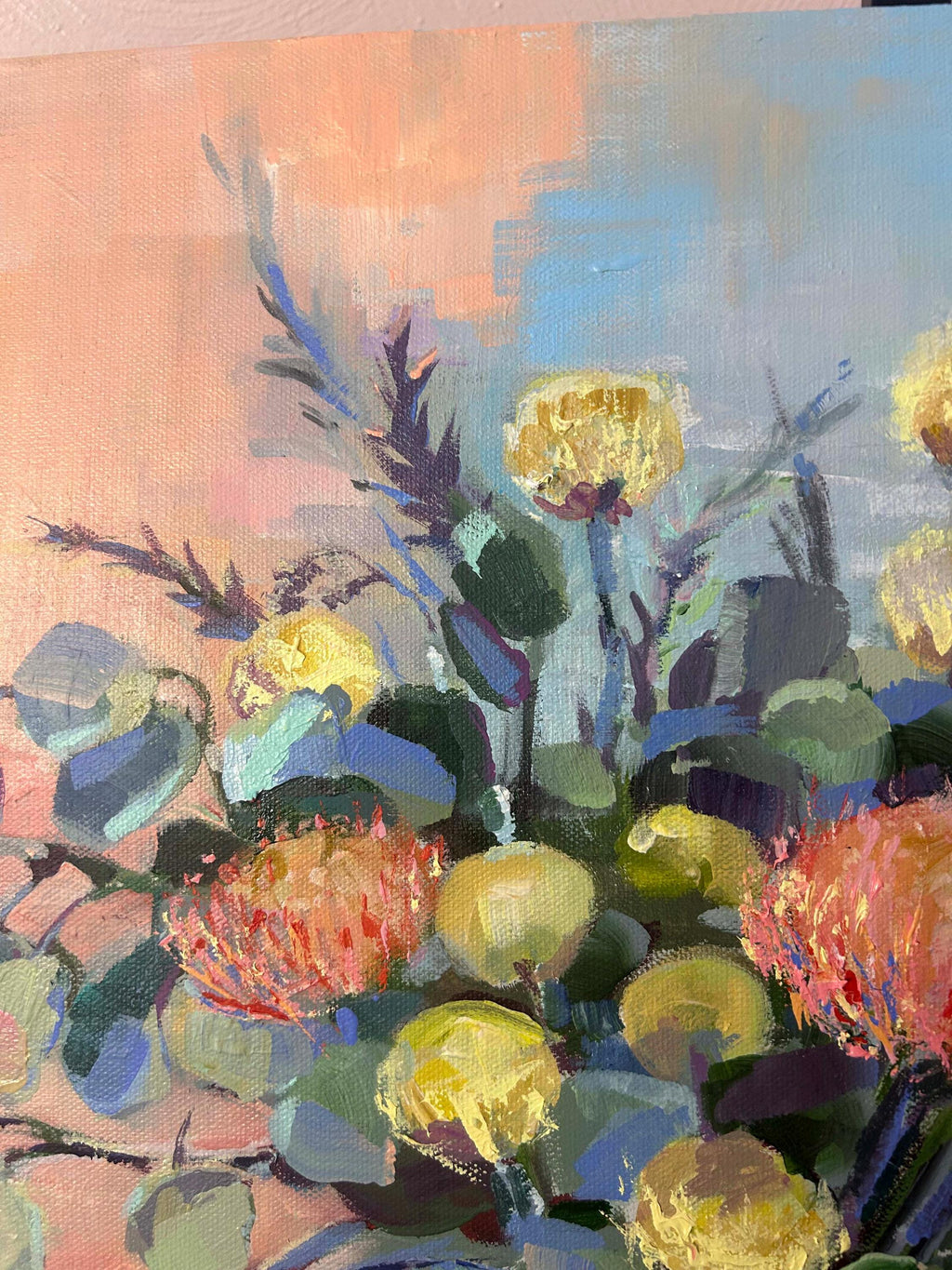 Some desert flowers and Eucalyptus, Shabbos Flowers, art Print, Wall Decor