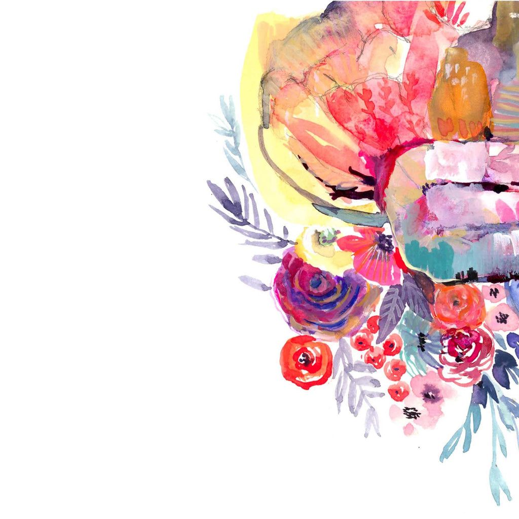 Mysterious Brain, Watercolor illustration. Anatomical interpretation Brain Art Print