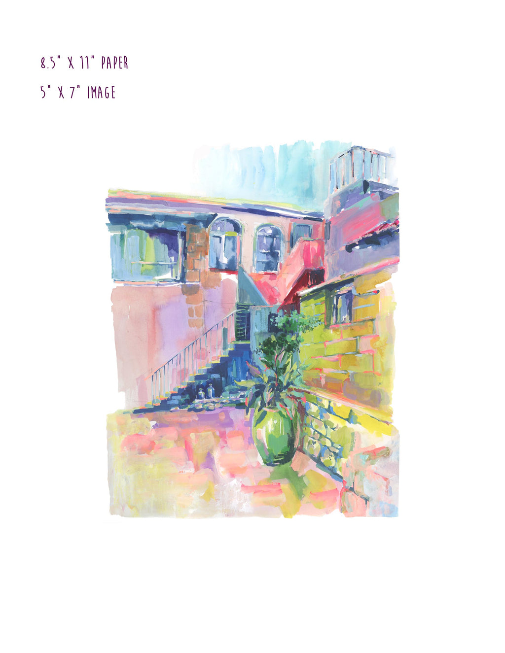 Tzefat Israel Watercolor Art Print: Jewish Mysticism, Old City Scene