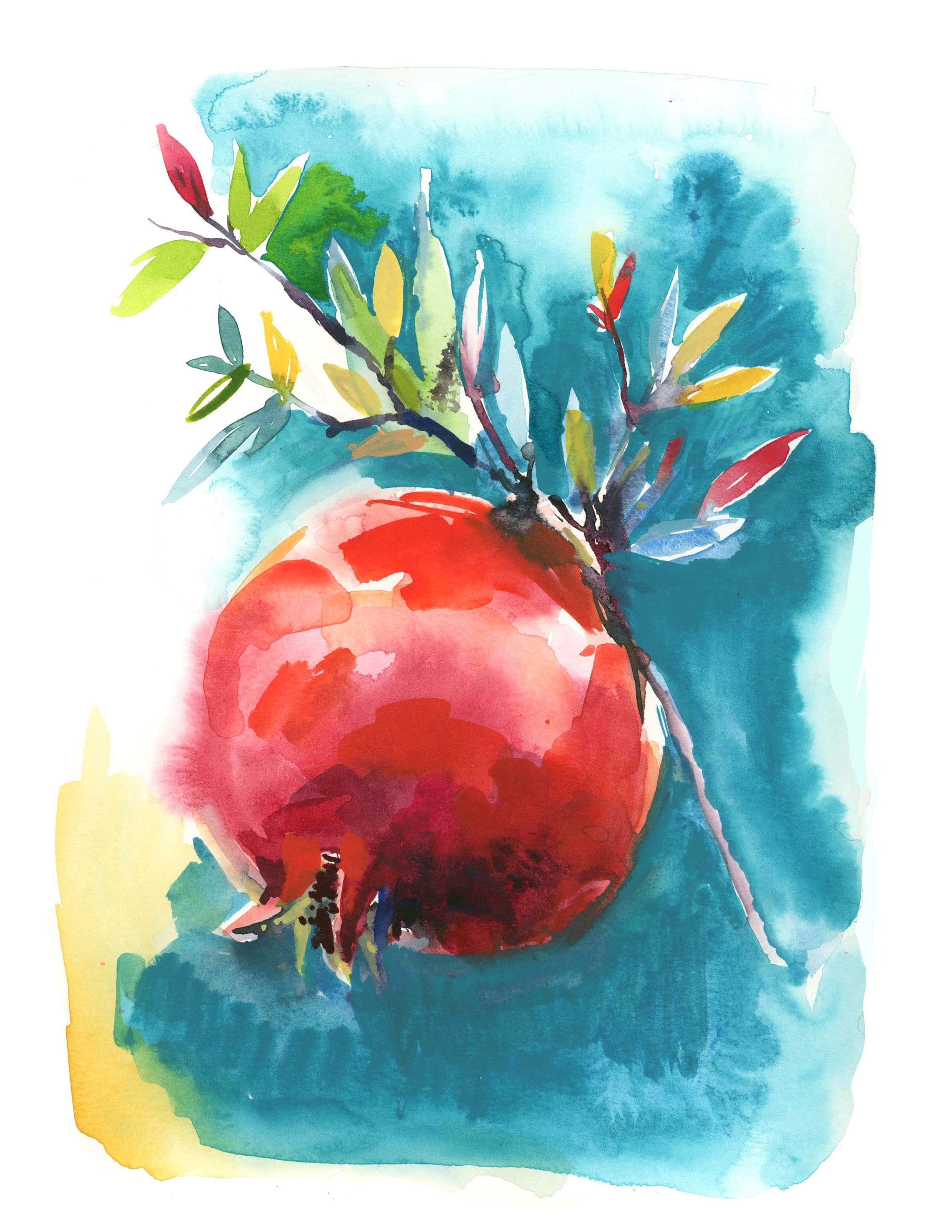 Pomegranates Watercolor Art Print: Signed Giclee on Fine Art Paper