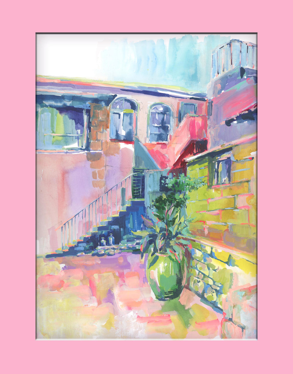 Tzefat Israel Watercolor Art Print: Jewish Mysticism, Old City Scene