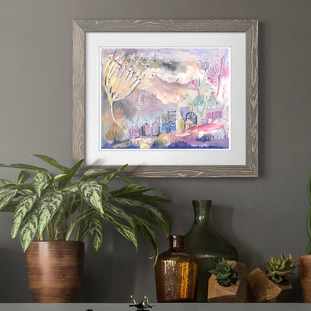 Menorah Park Art Print: Abstract Jewish Chanukah Wall Decor