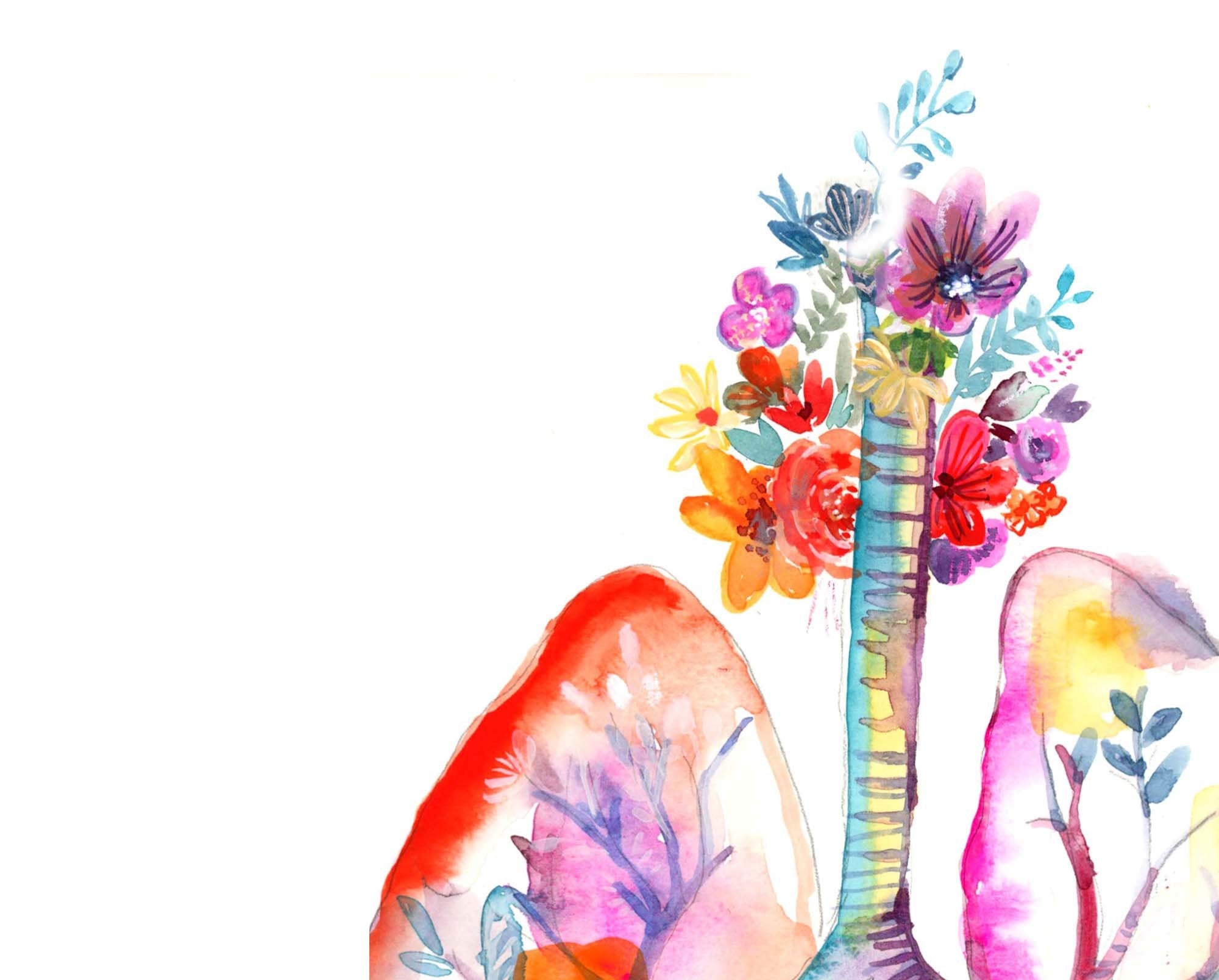 Watercolor Lungs Art Print: Anatomical Illustration