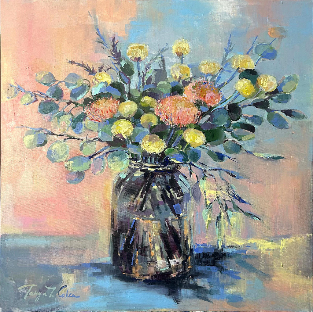 Some desert flowers and Eucalyptus, Shabbos Flowers, art Print, Wall Decor