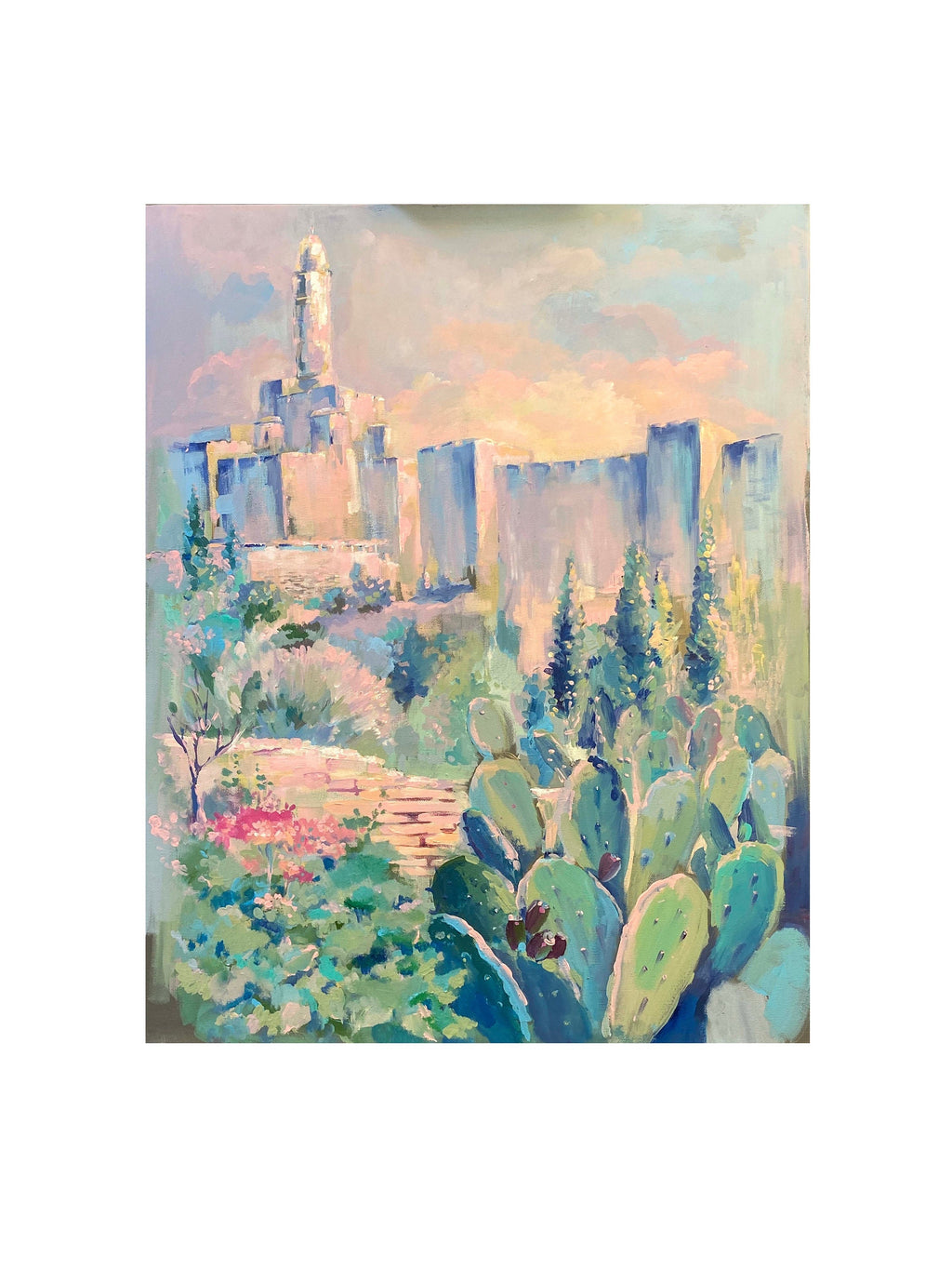 Jewish Art Print, City of David Painting, Giclee Jewish wall decor,  Jerusalem Dream III