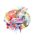 Mysterious Brain, Watercolor illustration. Anatomical interpretation Brain Art Print