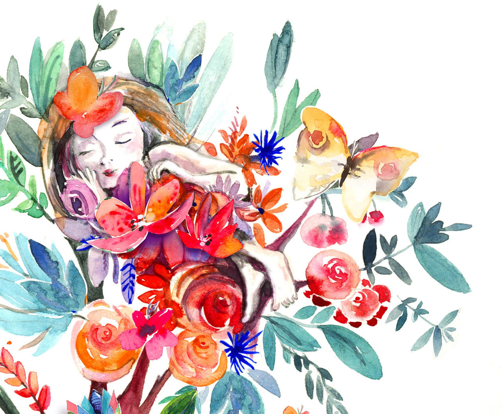 Fairy Nap Giclee Print, Watercolor Nursery Art, Children's Illustration