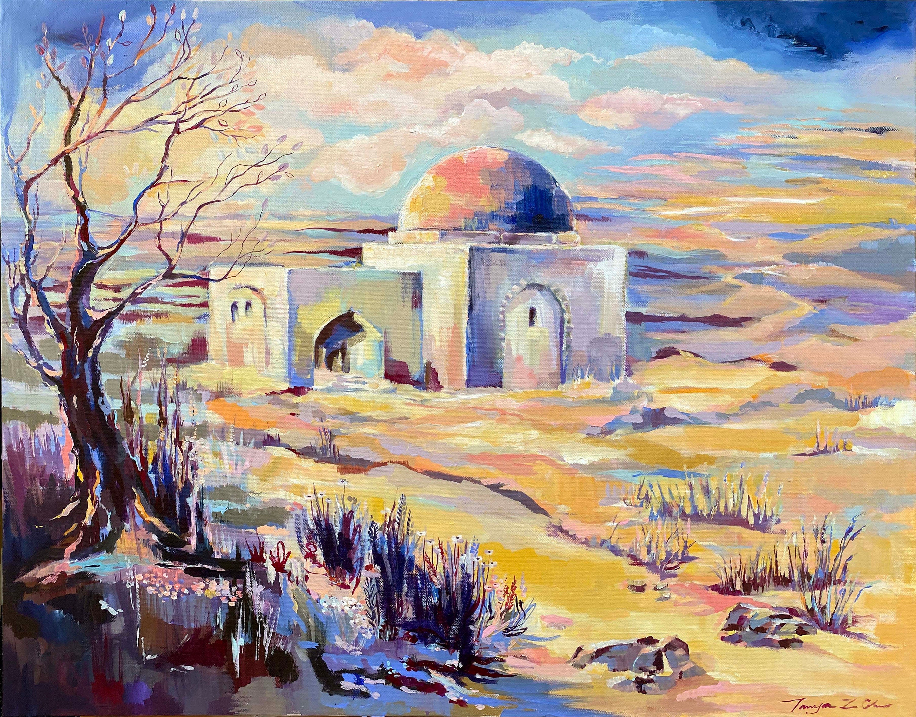 Kever Rochel Art Print: Contemporary Jewish Wall Decor, Vibrant Painting of the Land of Israel