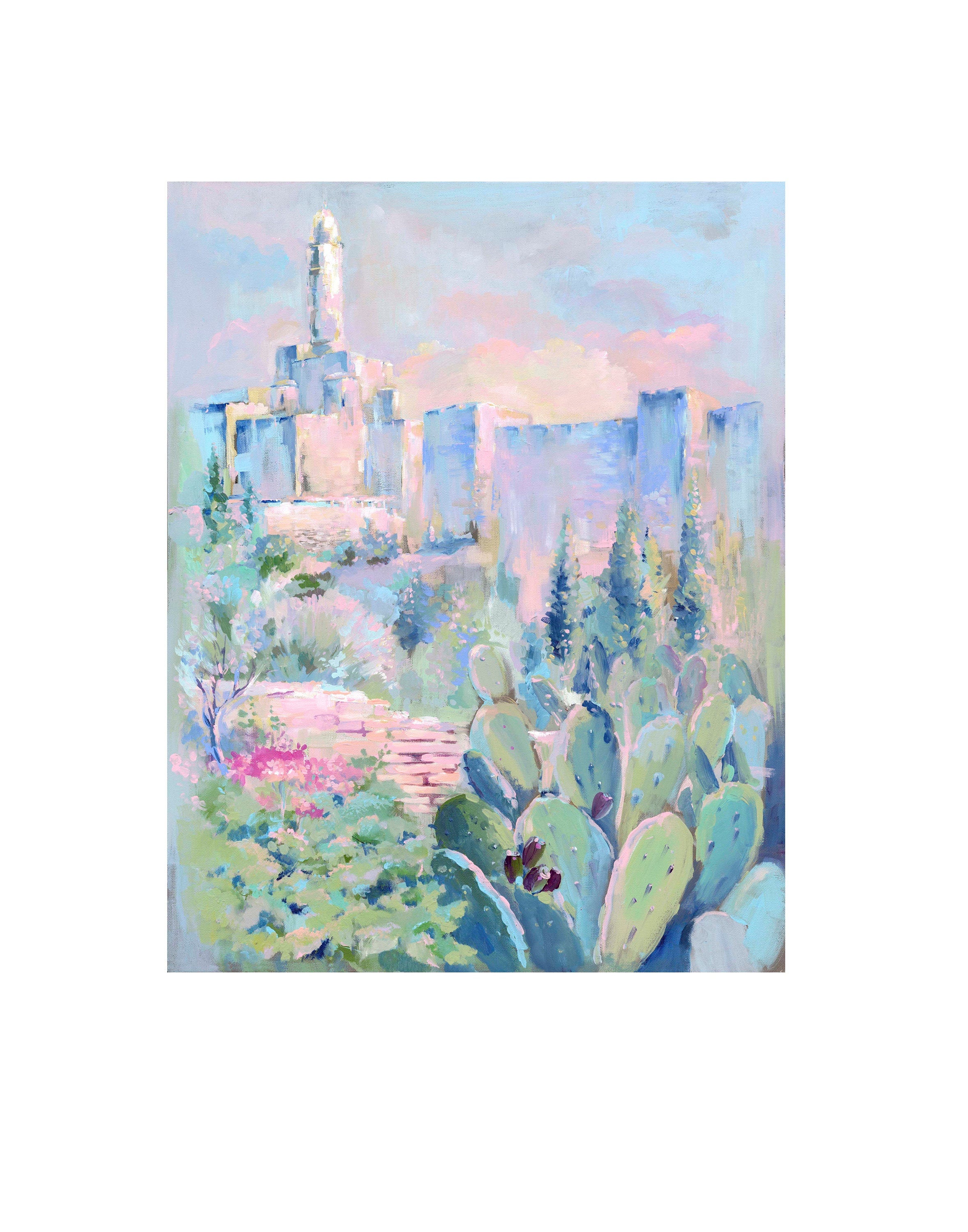 Jewish Art Print, City of David Painting, Giclee Jewish wall decor,  Jerusalem Dream III