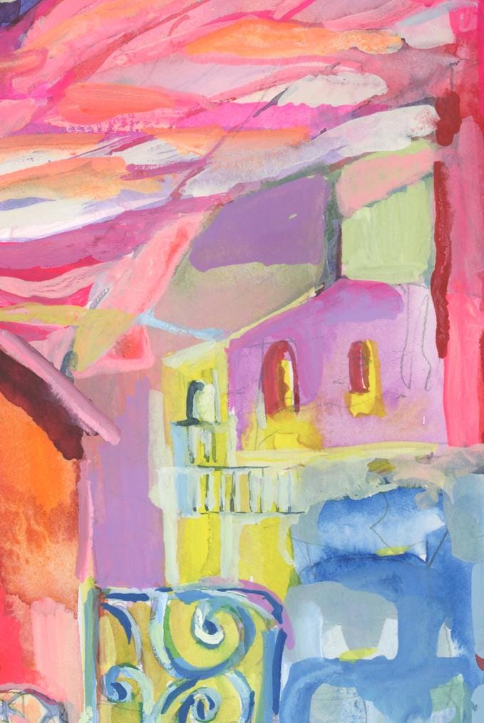 Tzefat Israel Wall Art, Jewish Art Print, Watercolor Painting