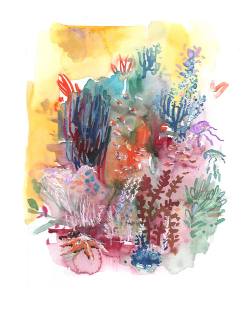 Coral Reef Watercolor Art Print: Signed Giclee Ocean Wall Decor