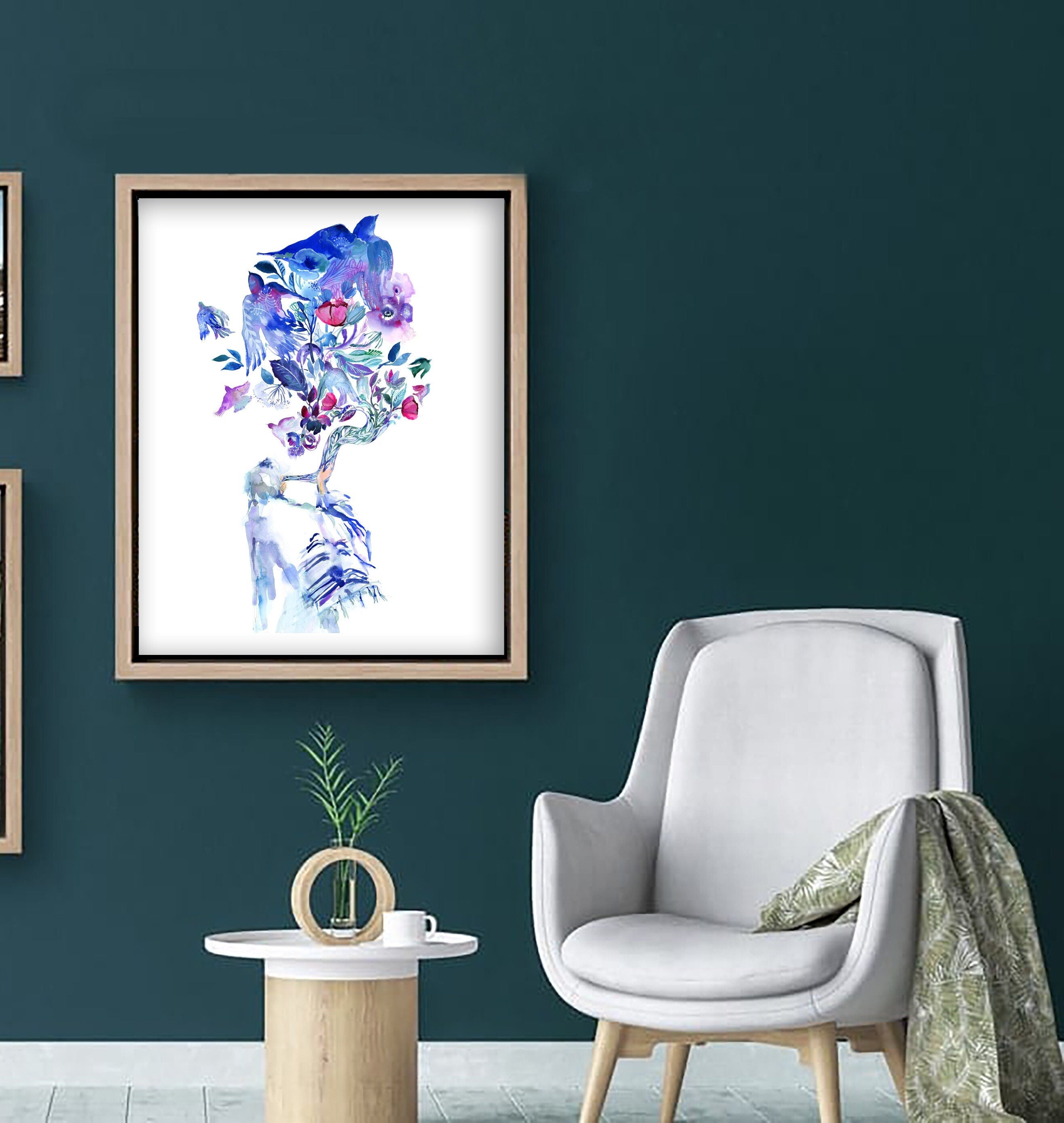 The Sound of Shofar, Watercolor Art Print, Blue Jewish Wall Decor, Jewish New Year, Rosh Hashana