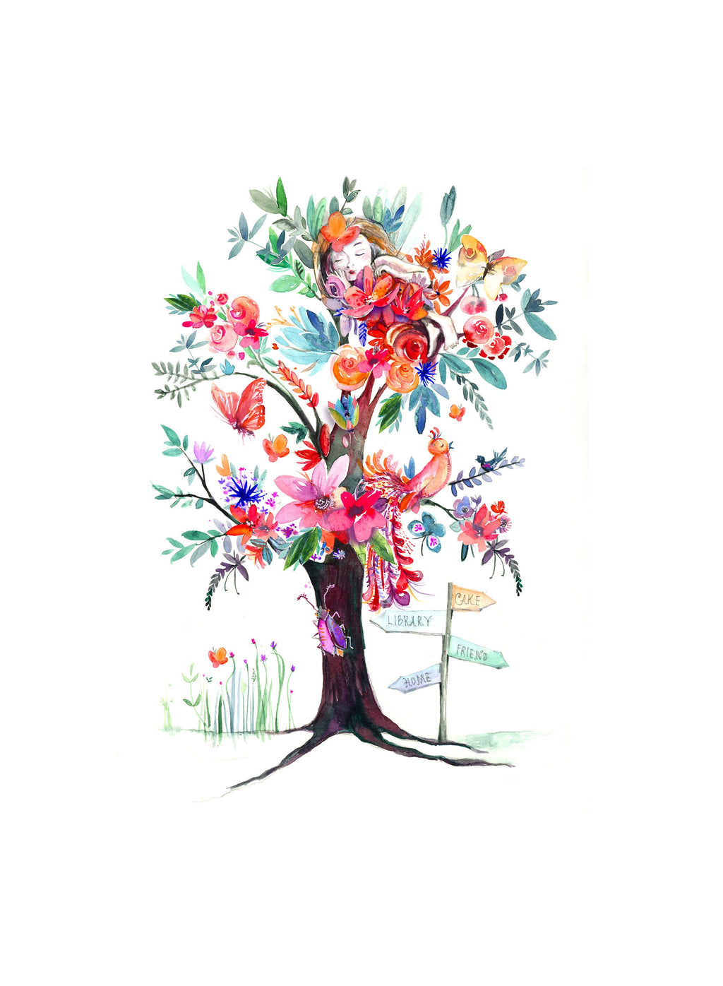 Fairy Nap Giclee Print, Watercolor Nursery Art, Children's Illustration
