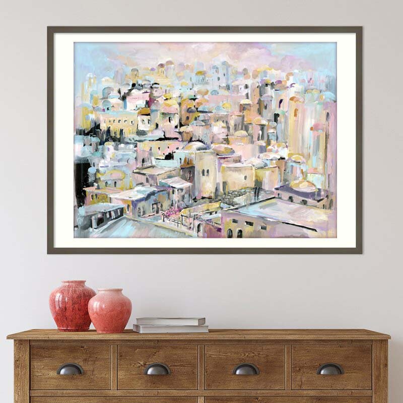 Jerusalem Cityscape Art Print: Jewish Wall Decor