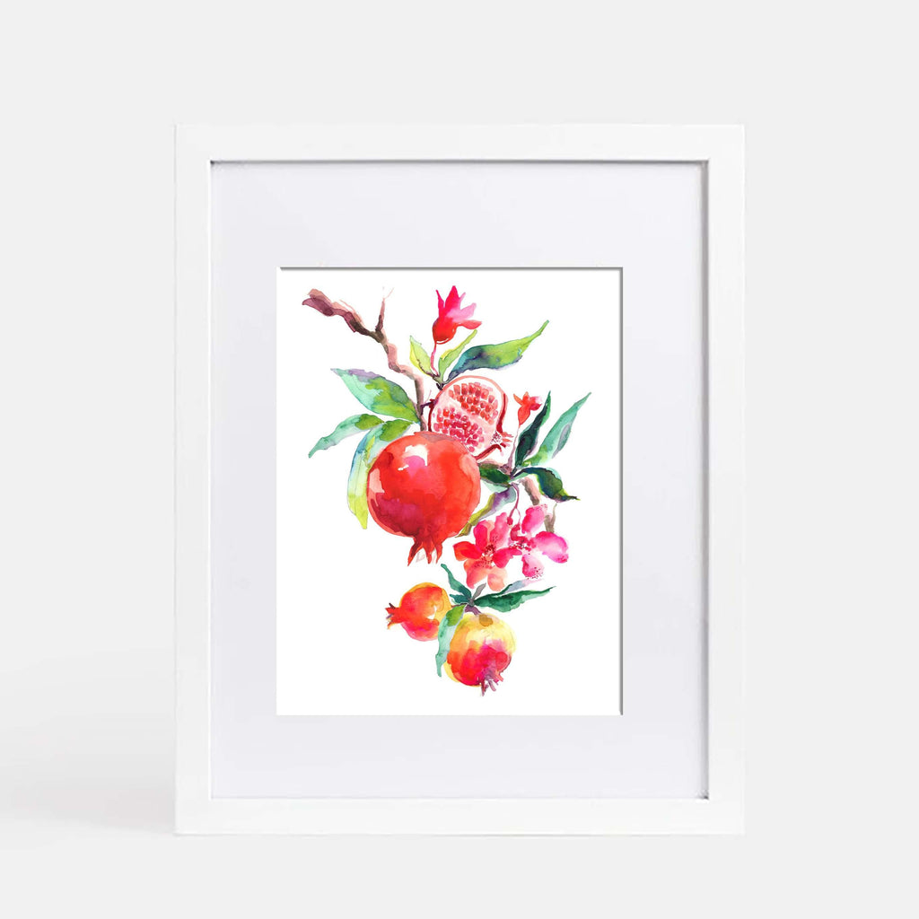 Pomegranate Watercolor Art Print: Signed Giclee Fruit Illustration