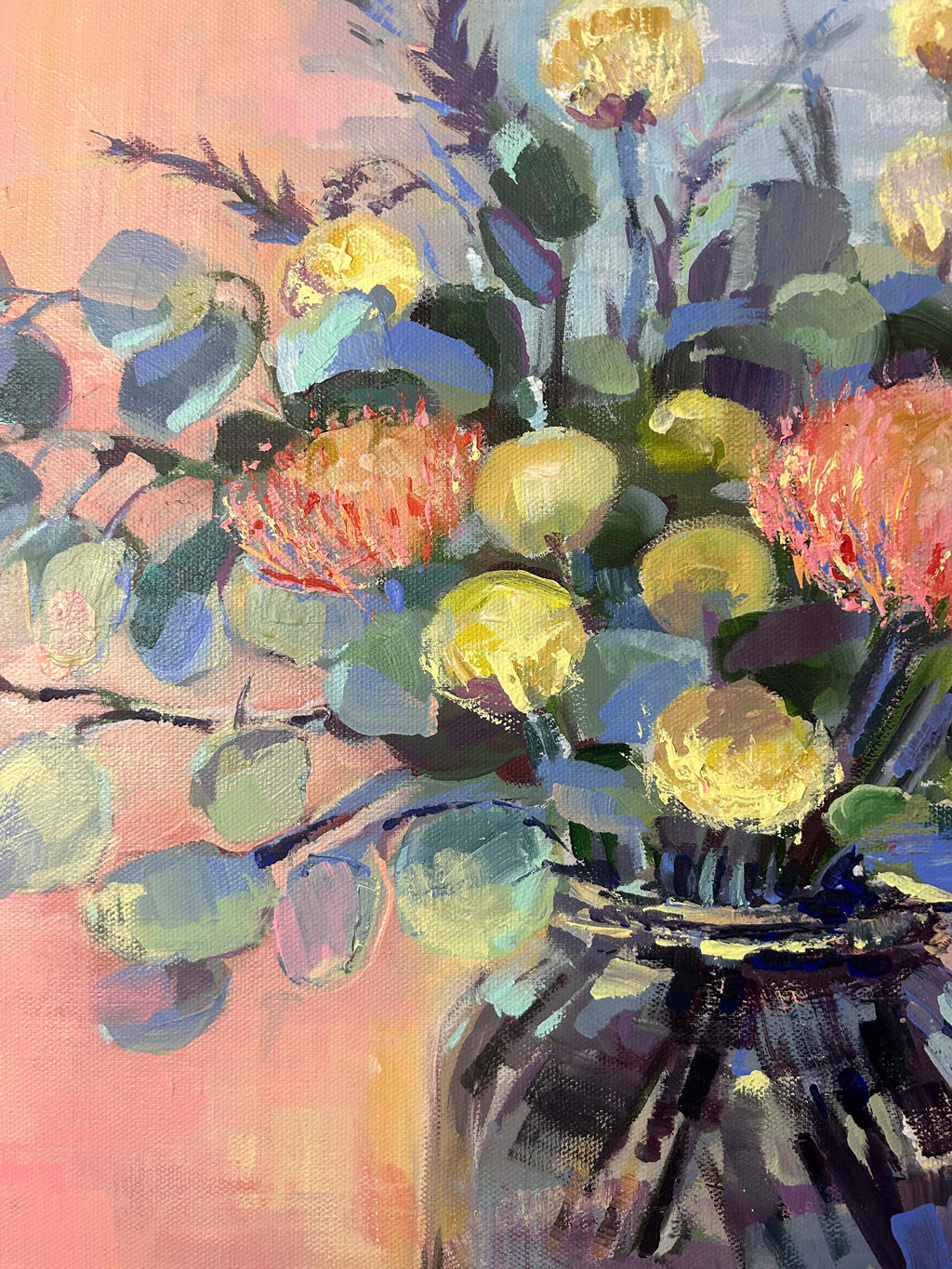 Some desert flowers and Eucalyptus, Shabbos Flowers, art Print, Wall Decor
