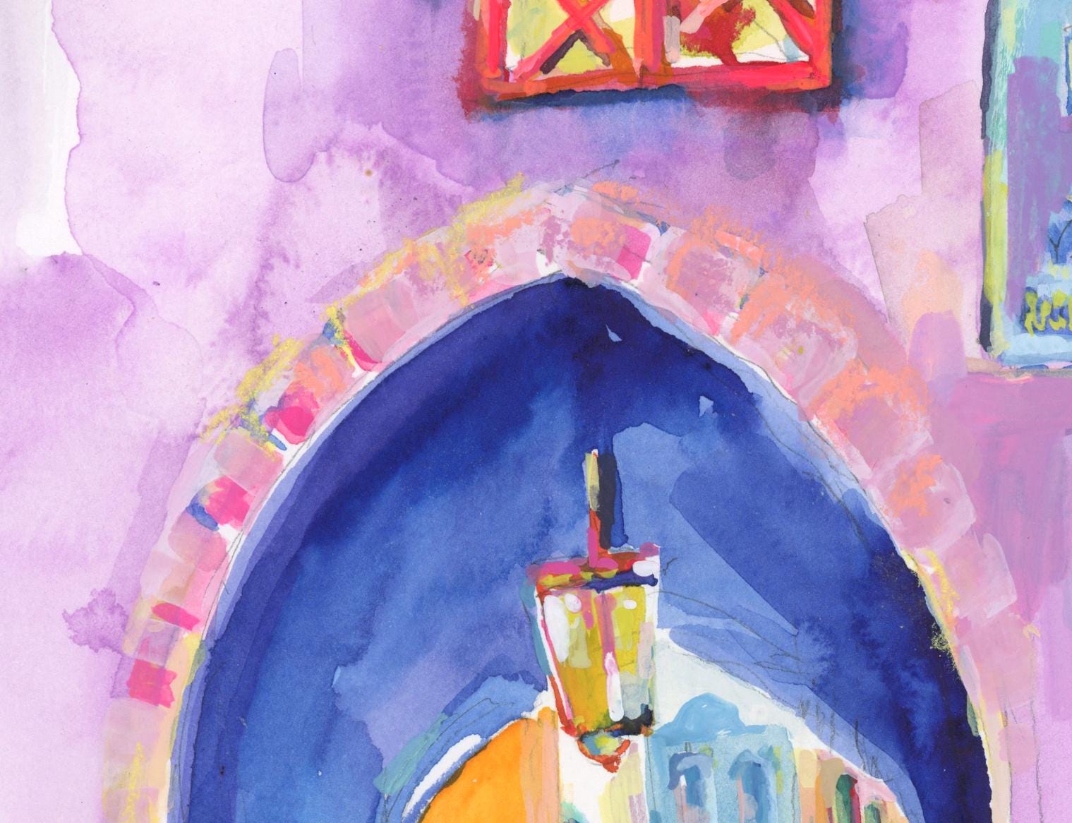 Tzefat I,  Archival Art Print, Watercolor Painting