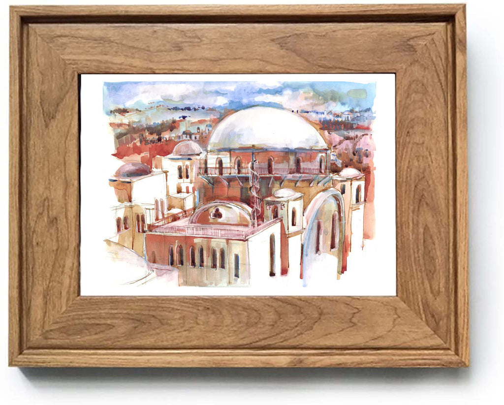 Hurva Synagogue Art Print: Old Jerusalem Watercolor