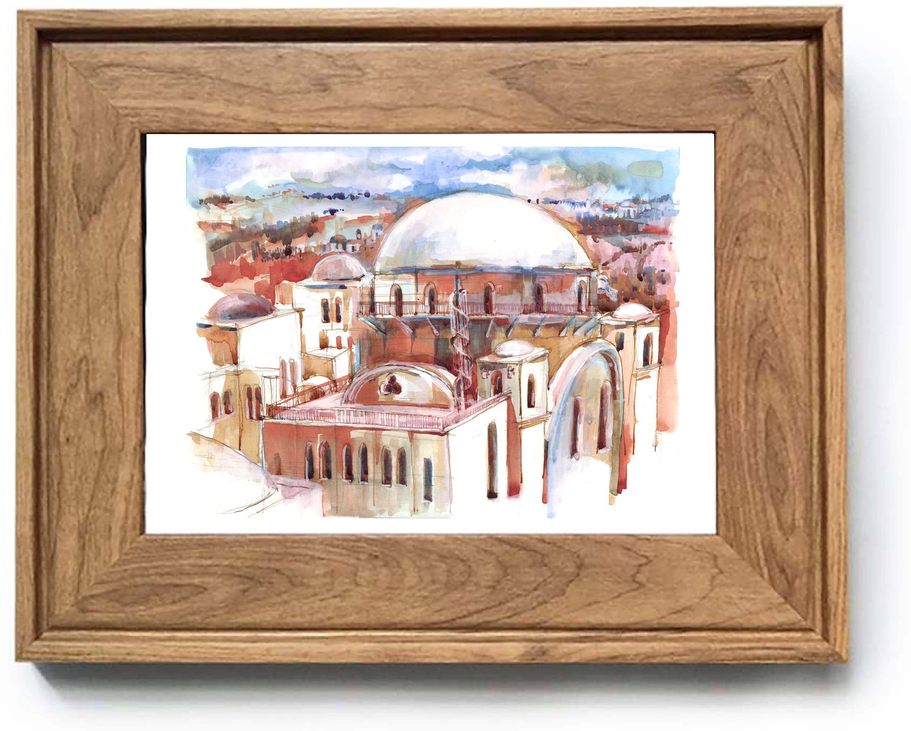 Hurva Synagogue Art Print: Old Jerusalem Watercolor