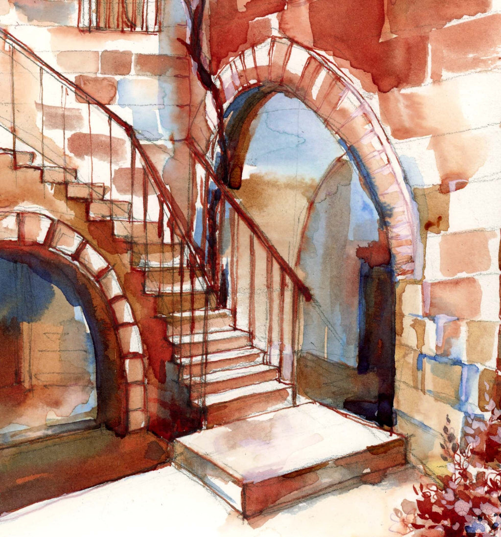 Jerusalem, Corner in the Old City, Jewish Art, Watercolor Print