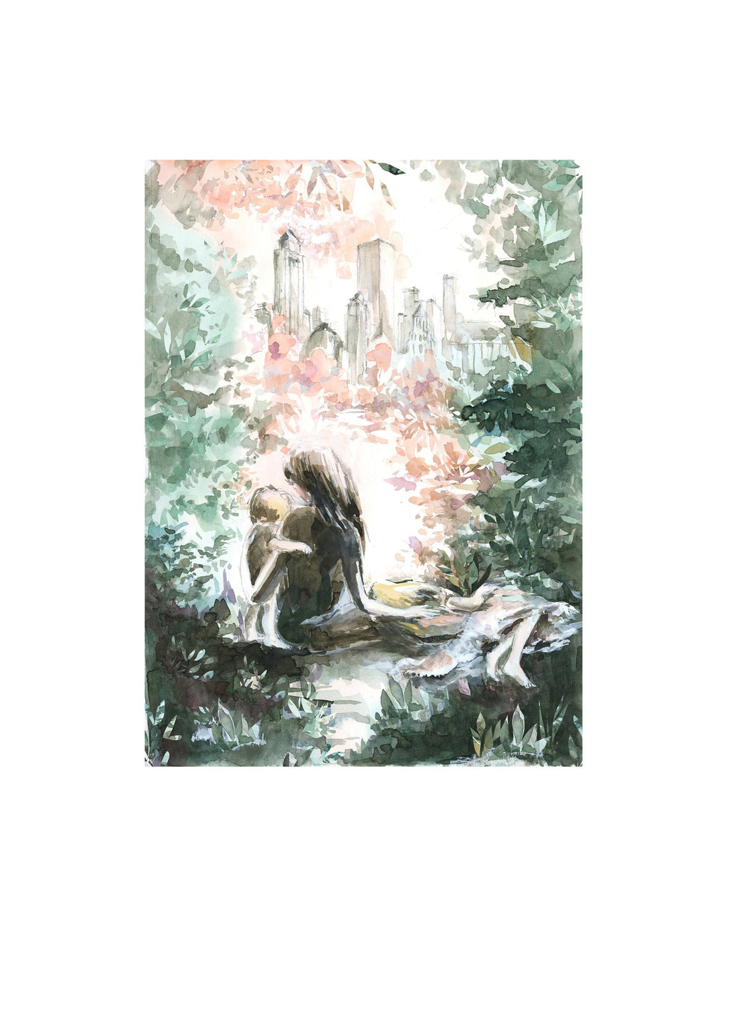 NYC Family Watercolor Art Print: Signed Giclee Illustration