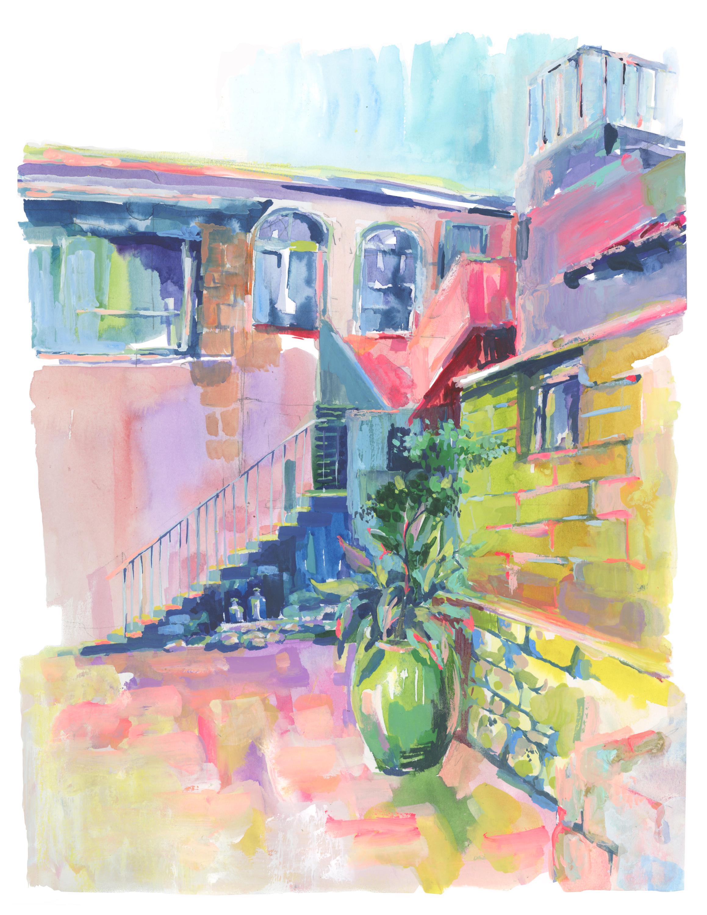 Tzefat Israel Watercolor Art Print: Jewish Mysticism, Old City Scene