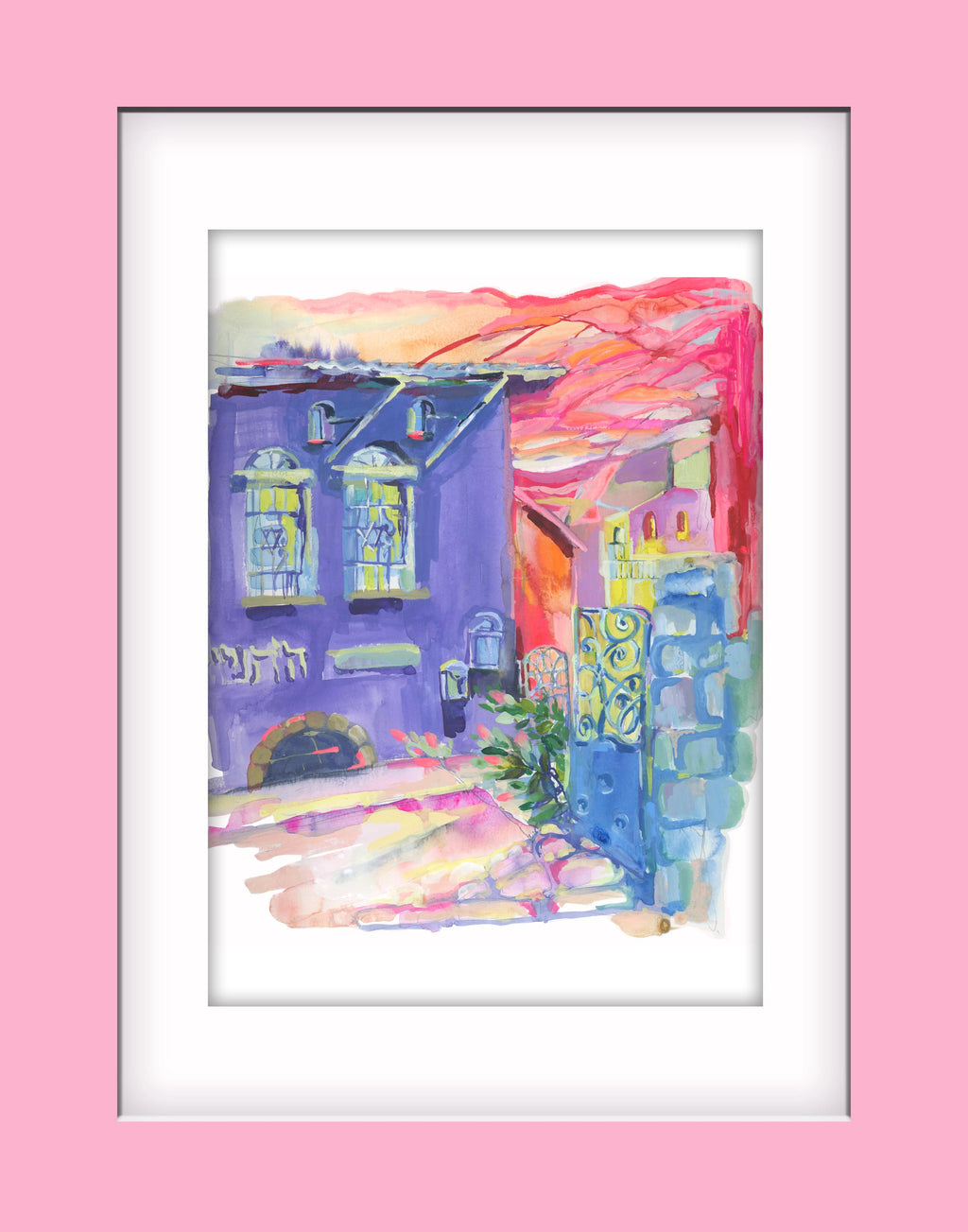 Tzefat Israel Wall Art, Jewish Art Print, Watercolor Painting